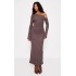 Chocolate Heavy Brushed Asymmetric Maxi Dress