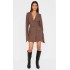 Chocolate Woven Wrap Belted Blazer Dress