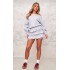 Grey Marl Sweat Bardot Frill Skirt Mini Dress