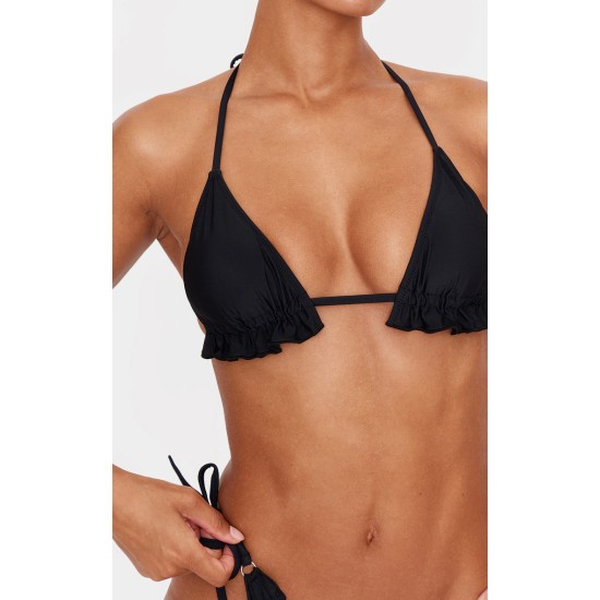 Black Frill Edge Padded Bikini Top