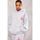 Grey Marl Cherry Print Oversized Hoodie