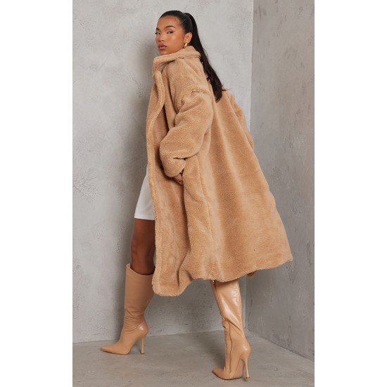 Camel Teddy Bear Borg Coat