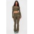 Khaki Cotton High Waist Flared Pants