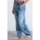 Light Blue Ribbon Detail Laser Print Jeans