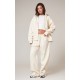 PRETTYLITTLETHING Cream Premium Embroidered Oversized Wide Leg Sweatpants