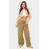 Khaki Thin Waistband Drawstring Detail Track Pants