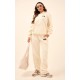 PRETTYLITTLETHING Cream Logo Badge Detail Straight Leg Sweatpants