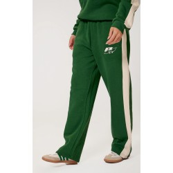 PRETTYLITTLETHING Forest Green Embroidered Contrast Straight Leg Sweatpants