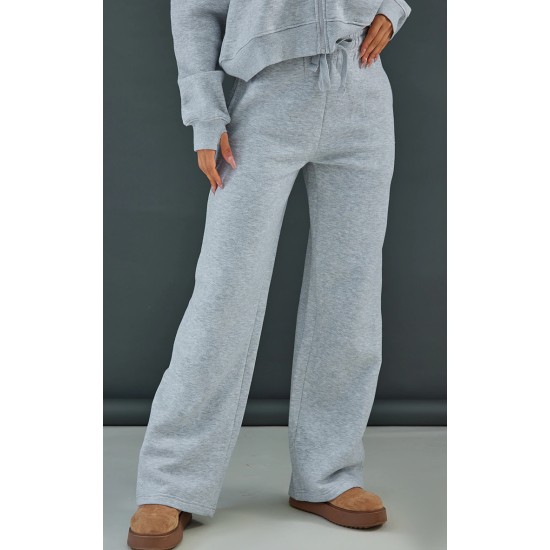 Ash Grey Wide Leg Oversized Sweatpants