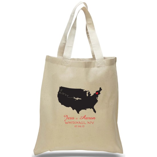 Airplane Route Tote for Weddings and Travel