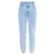 Light Blue Wash Asymmetric Waistband Long Straight Leg Jeans