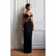 PLT Label Black Extreme Cut Out Bust Detail Tailored Maxi Dress