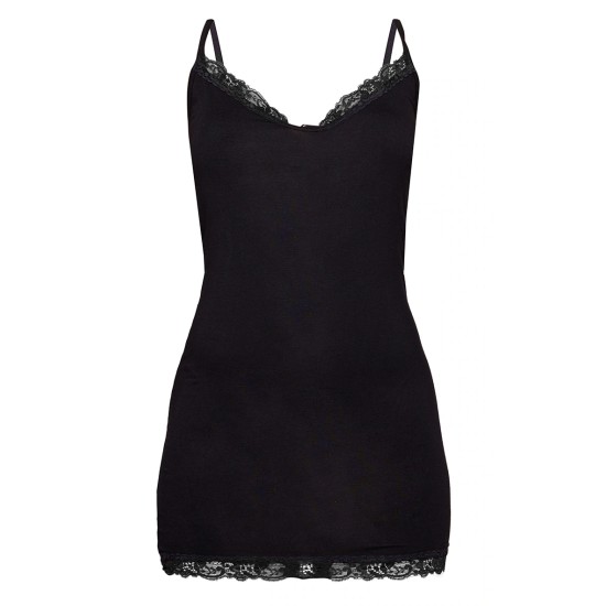 Black Lace Trim Jersey Nightie