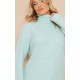 Sage Rolled Neck Super Chunky Knit Sweater Dress