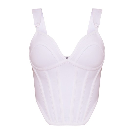 White Bandage Dip Hem Bust Cup Corset