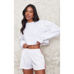 White Crop Oversized Fit Sweatshirt