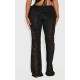 Shape Black Fold Over Ribbed Pants With Side Panel Detail