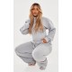 Shape Light Grey Sweat Cropped Shirred Waist Hoodie