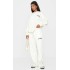 Cream Contrast Embroidered Saint Louis Low Rise Wide Leg Sweatpants