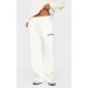 Cream Contrast Embroidered Saint Louis Low Rise Wide Leg Sweatpants