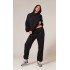 PRETTYLITTLETHING Black Oversized Embroidered Cuffed Sweatpants