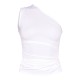 White Stretch Slinky Ruched Side Long Top