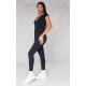 Black V Neck Short Sleeve Jersey Jumpsuit