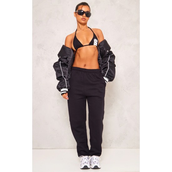 Black Sweat Cuffed High Waist Sweatpants