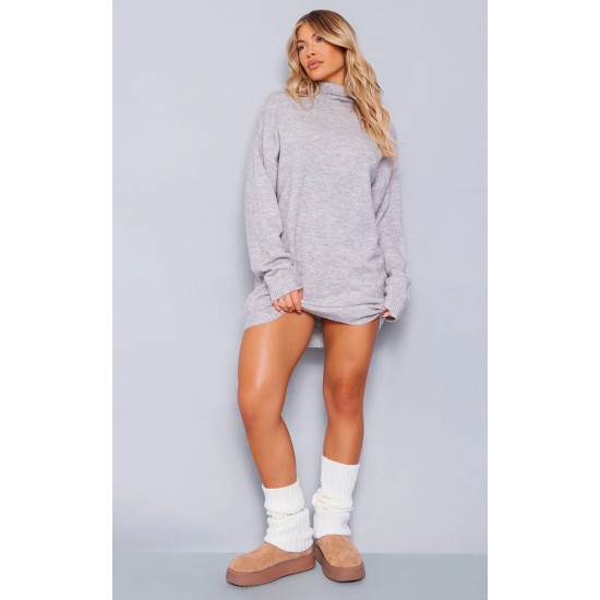 Stone Knitted Slouchy Sweater Dress