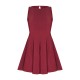 Wine Stretch Woven Racer Pleated Shift Dress