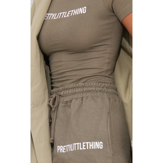 PRETTYLITTLETHING Sage Khaki Prettylittlething High Waist Cuffed Sweatpant