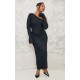 Plus Black Heavy Brushed Asymmetric Ruched Maxi Dress