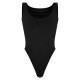 Black Basic Slinky Scoop Neck Bodysuit