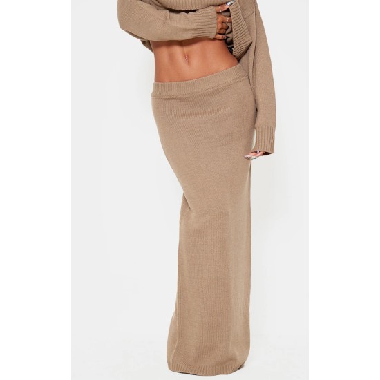 Light Mocha Soft Knit Maxi Skirt