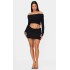 Shape Black Fold Over Ribbed Mini Skirt