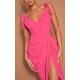 Hot Pink Underwire Detail Draped Midi Dress