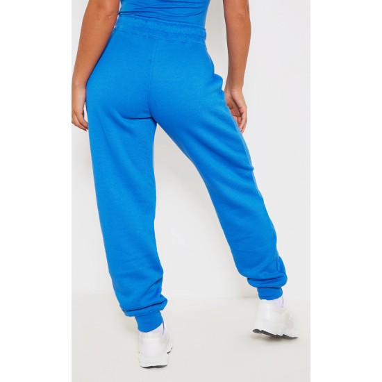 PRETTYLITTLETHING Blue Logo High Waisted Cuffed Sweatpants