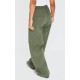 Petite Green Peach Skin Wide Leg Cargo Pants