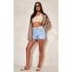 Tall Light Blue Wash Distressed Denim Shorts