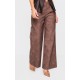 Petite Chocolate Faux Leather Wide Leg Pants