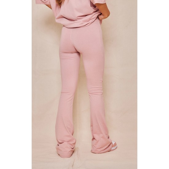 PRETTYLITTLETHING Light Pink Printed Flared Pants