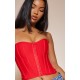 Dusty Red Bandage Hook And Eye Structured Corset