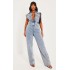 Shape Acid Blue Wash Sleeveless Rigid Denim Jumpsuit