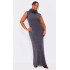 Plus Charcoal Brushed Rib Roll Neck Maxi Dress