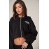 PRETTYLITTLETHING Black Premium Print Zip Front Hoodie