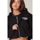 PRETTYLITTLETHING Black Premium Print Zip Front Hoodie