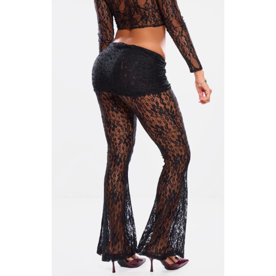 Shape Black Lace Flares With Ruched Skirt