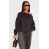 Shape Black Sweat Raw Edge Slouch Sweatshirt