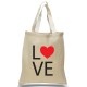 LOVE Printed with Heart on Canvas Tote