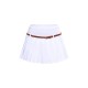 White Stretch Woven Belt Detail Pleated Mini Skirt